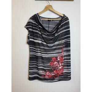 Women’s Rafaella Black White Floral Red Lined w/Tanks Sz 1X